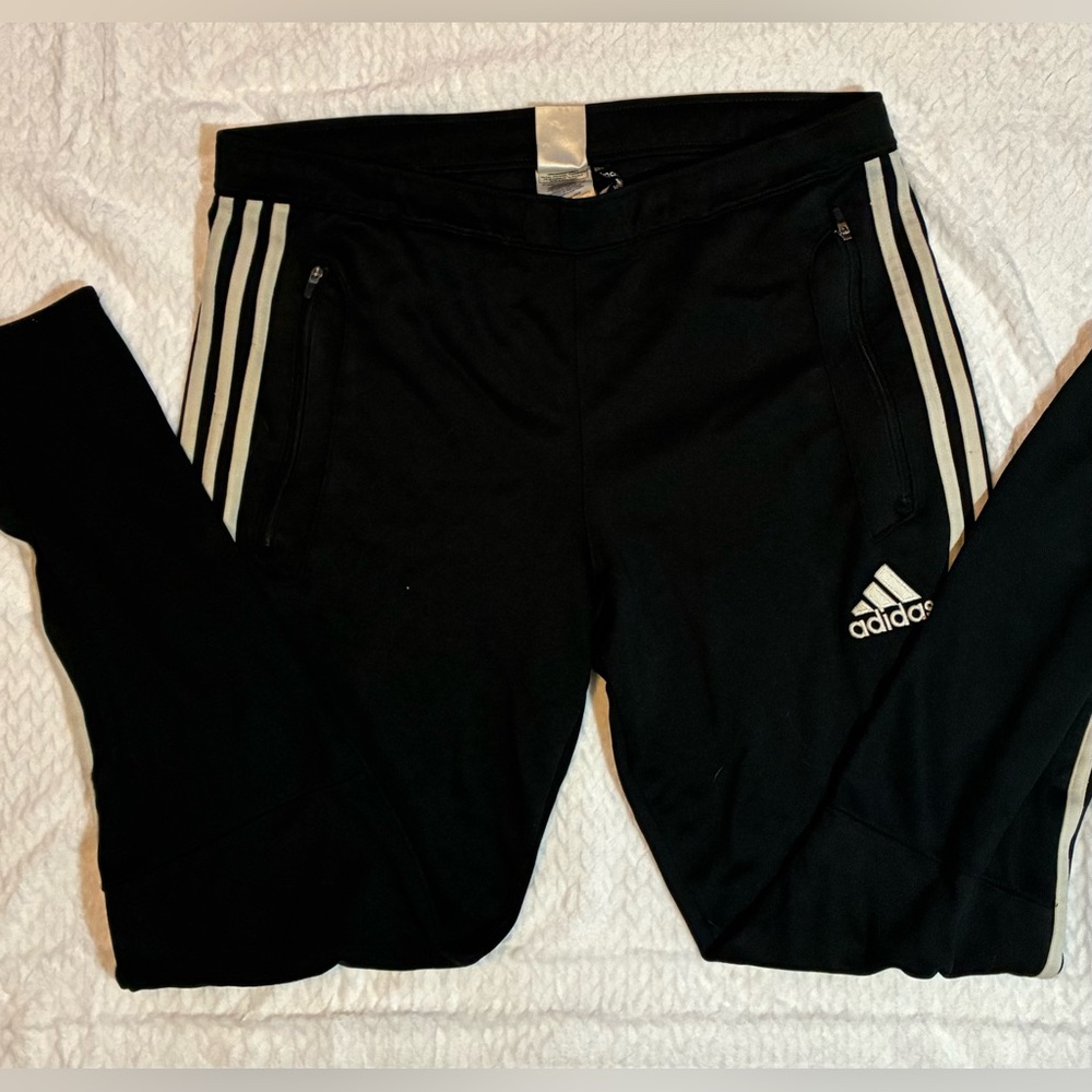 adidas Climacool Black Jogger Pants White Stripes M Athleisure Athletic Sporty - Picture 3 of 7